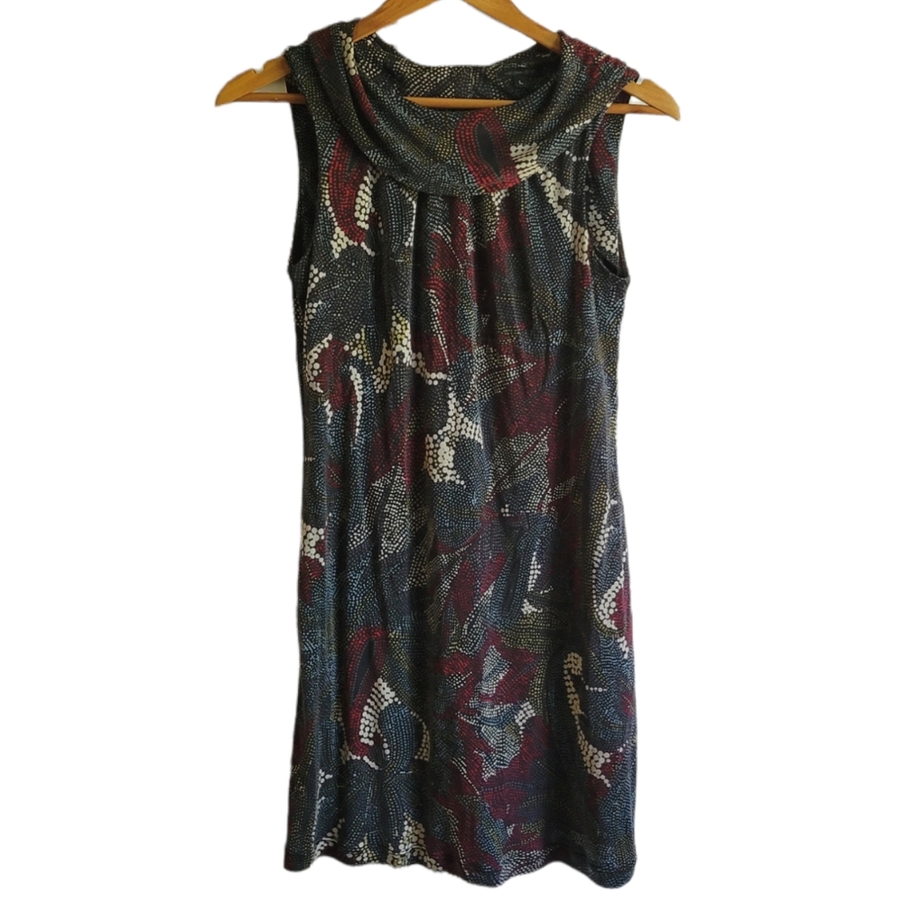 MOLLY NEW YORK Silk Sleeveless Drape Neck Dress Large